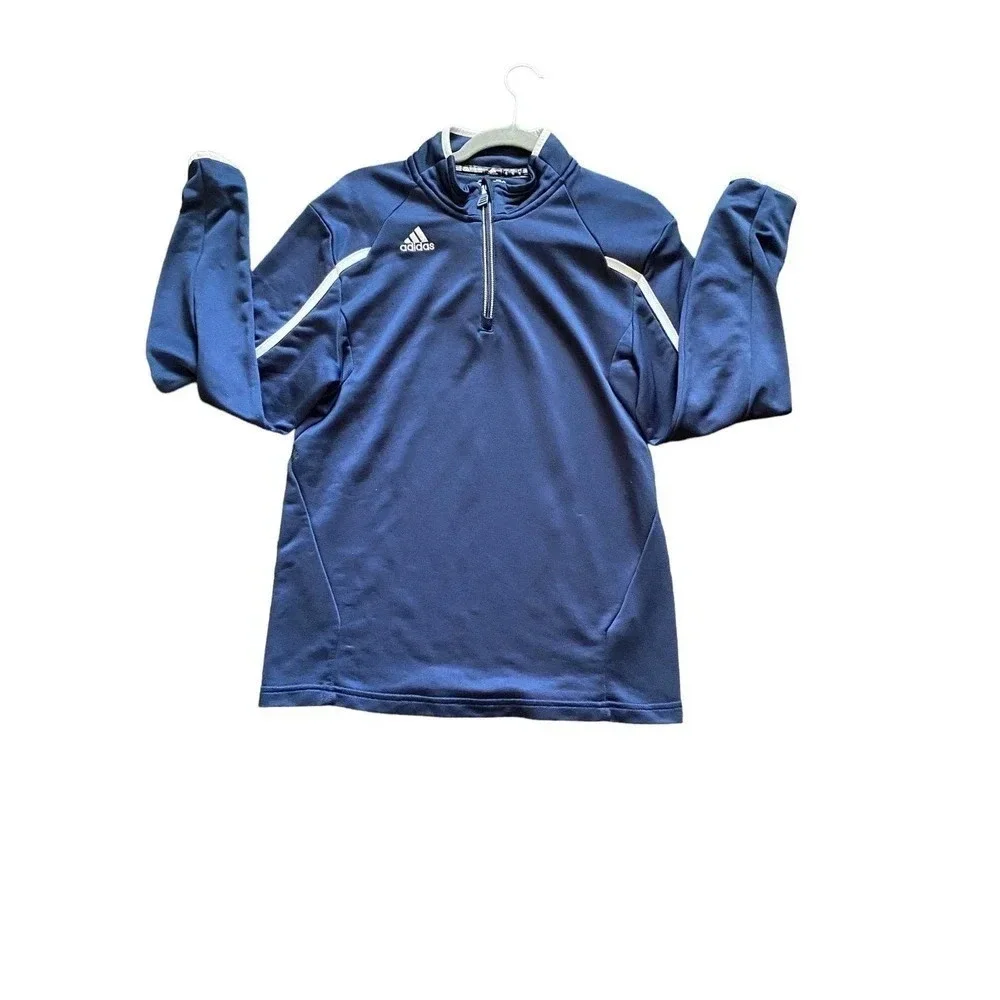 Adidas Climate Golf Pull Over Mens Long Sleeve Size Small Blue White Athletic